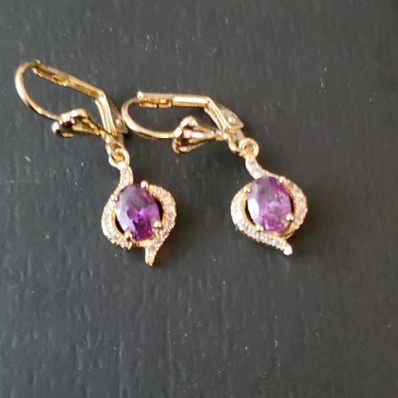 Jewelry - CUTE 14k GOLD PLATE AMETHYST EARRINGS